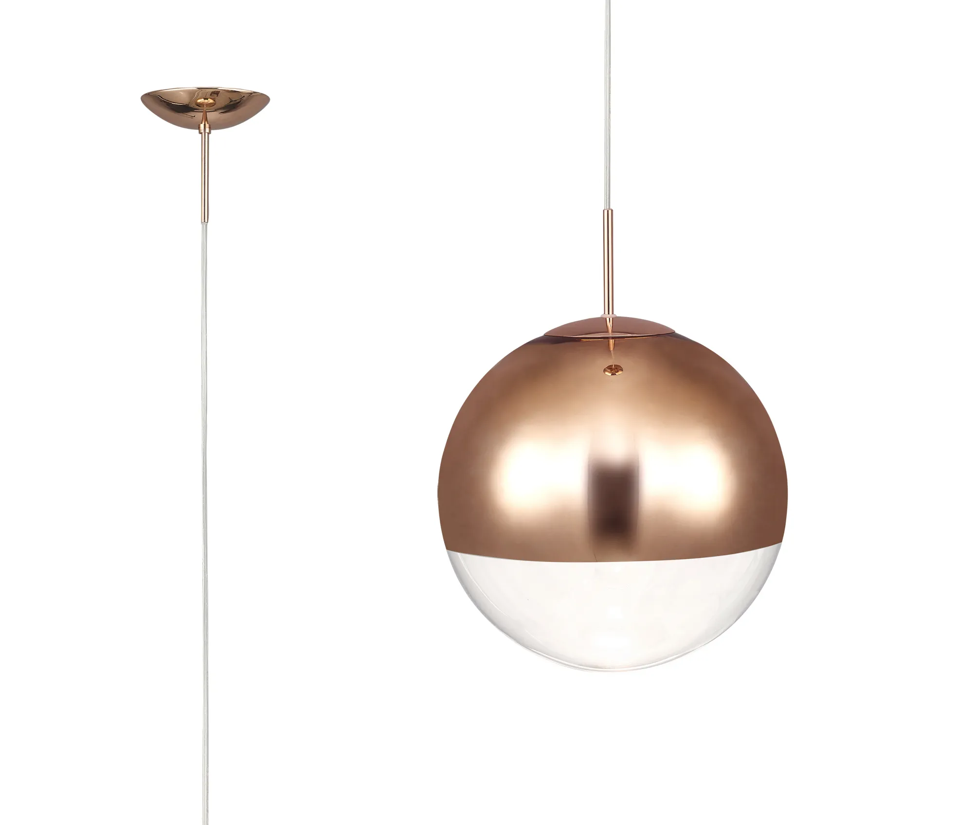 Miranda 25cm Glass Pendant 1 Light Copper